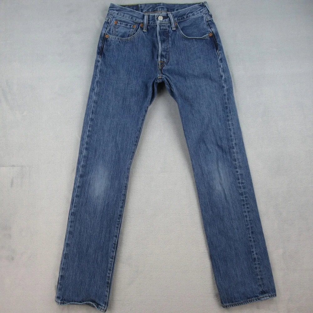 Levis 501 Original Fit Jean Mens 28x32 Blue Denim Button Fly Straight Leg Cotton